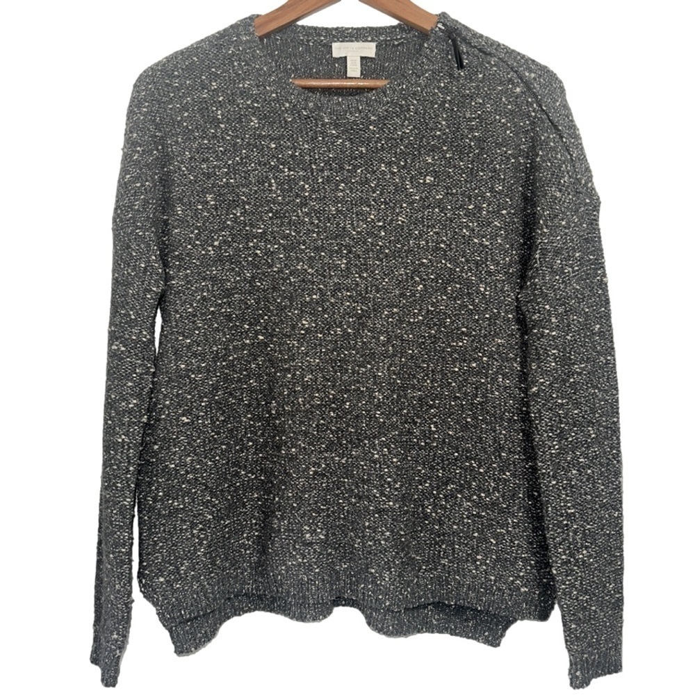 The White Company London gray gold metallic knife crew neck loose fit sweater